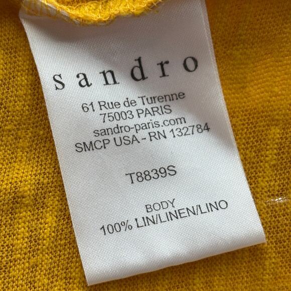 Sandro Paris Yellow The Losers Texas Linen Short Sleeve T-Shirt - Picture 8 of 9
